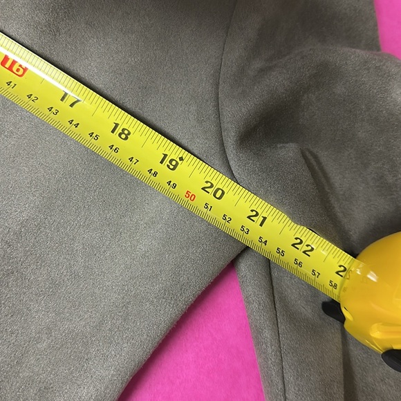 Zara Olive Green Faux Suede Long Jacket, Sz L, EUC - Picture 7 of 8